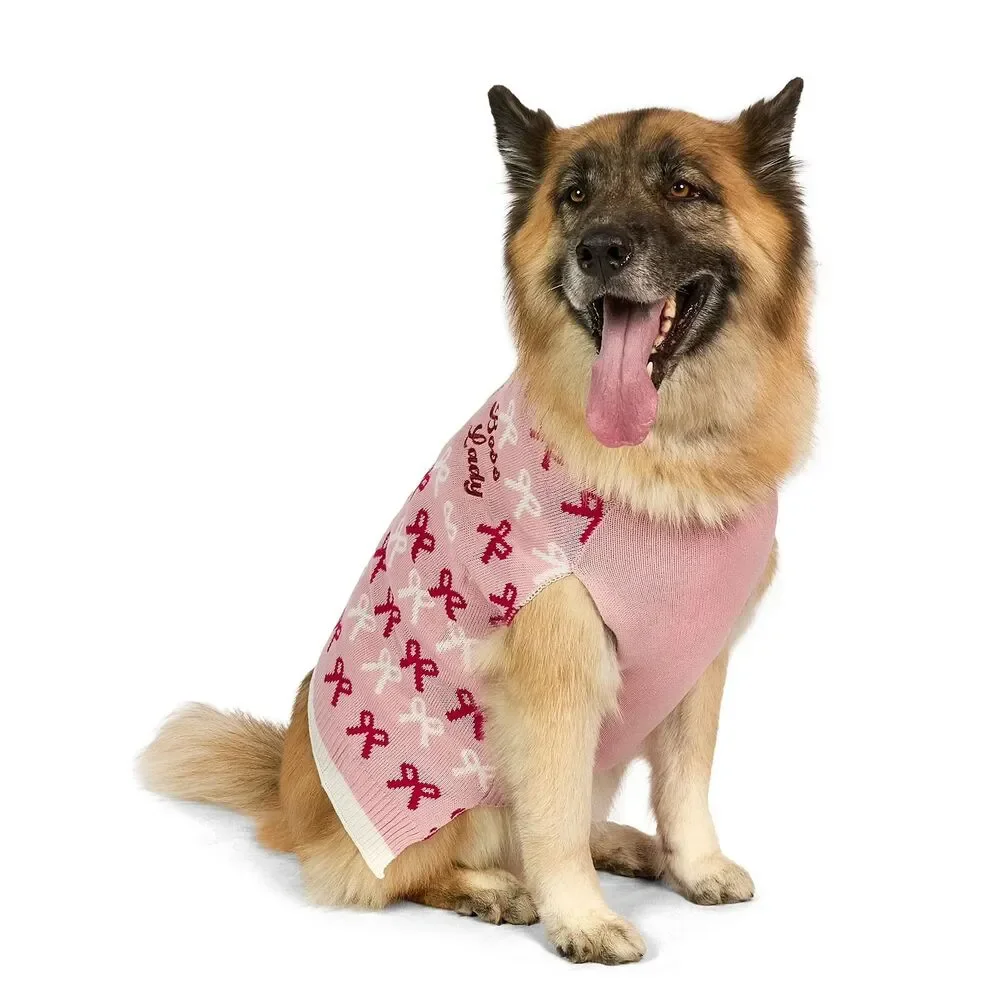 Vibrant Life Pet Sweater for Dogs Pink Boss Lady Bows Medium